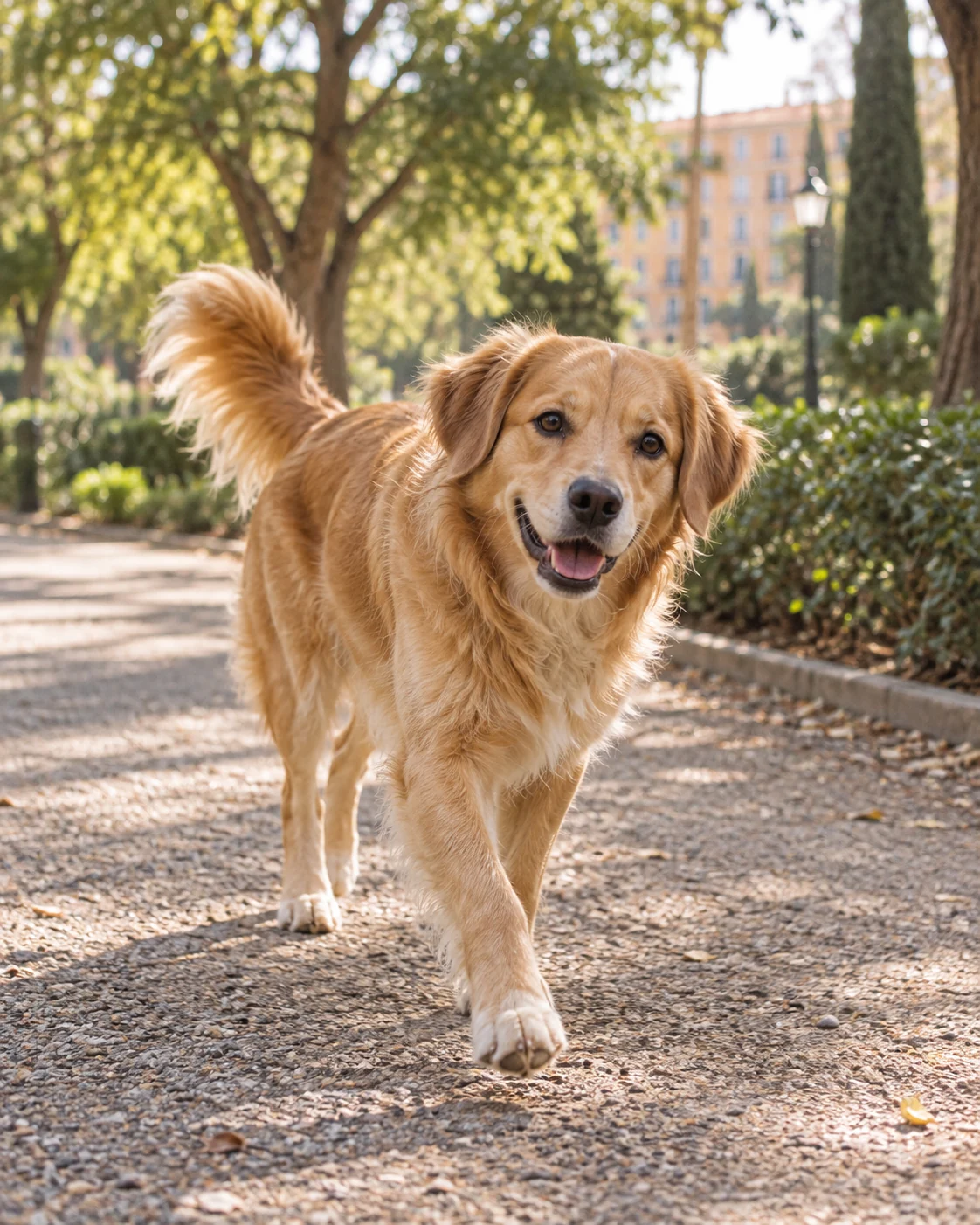 Perro paseando en un parque